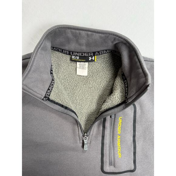 Under Armour Jacket Mens Gray Soft Shell 1/4 Zip‎ Pocket MEDIUM - Picture 7 of 9